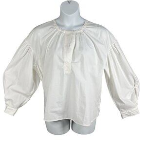 Banana Republic NWT Womens XL White Blouse Balloon Sleeves Minimalist Lagenlook